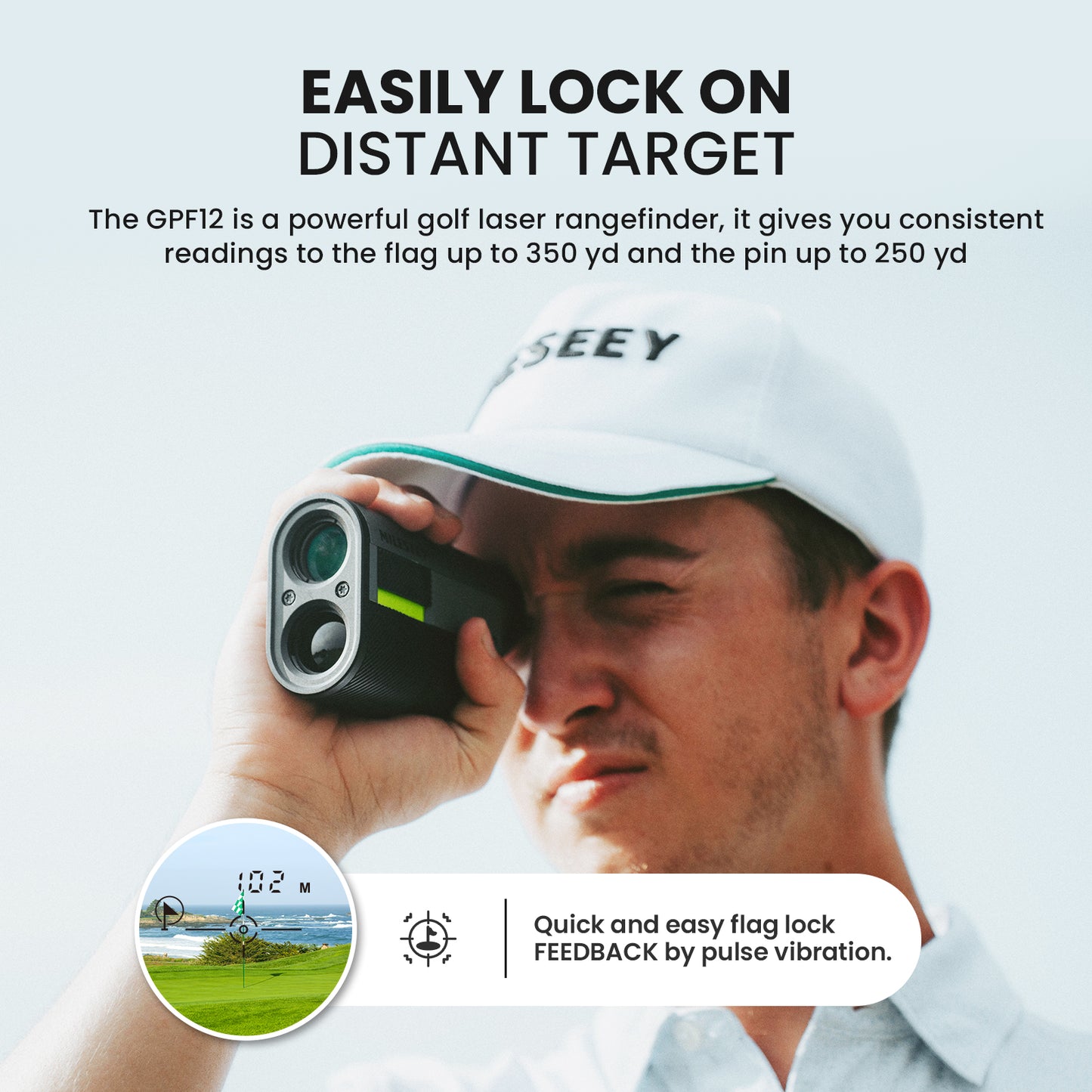 MILESEEY GPF12 Tour Golf Rangefinder with slope switch and flag pole lock