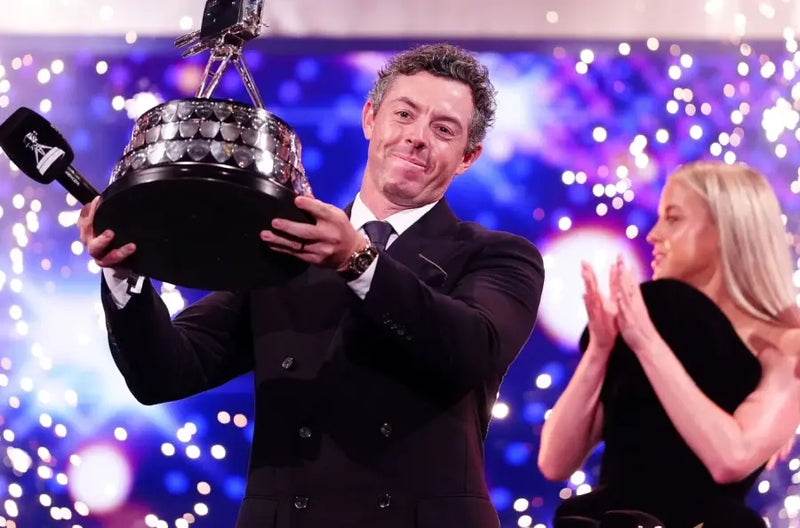 Rory McIlroy celebrates winning the 2025 BBC Sports Personality of the Year after completing the career Grand Slam at The Masters.