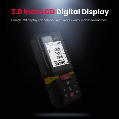 Digital measuring device with 2.0 inch LCD display on a dark background