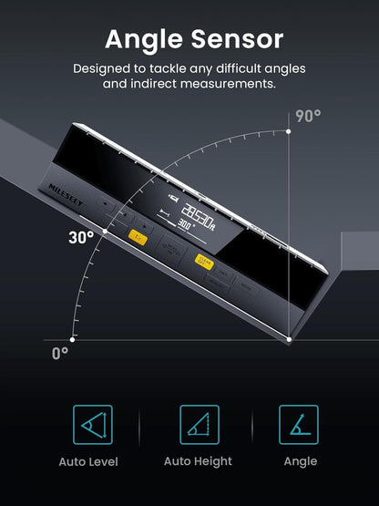 Angle sensor with digital display on a dark background