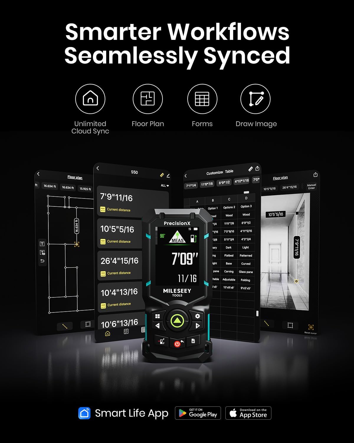 Smart device with digital display and app icons on a dark background