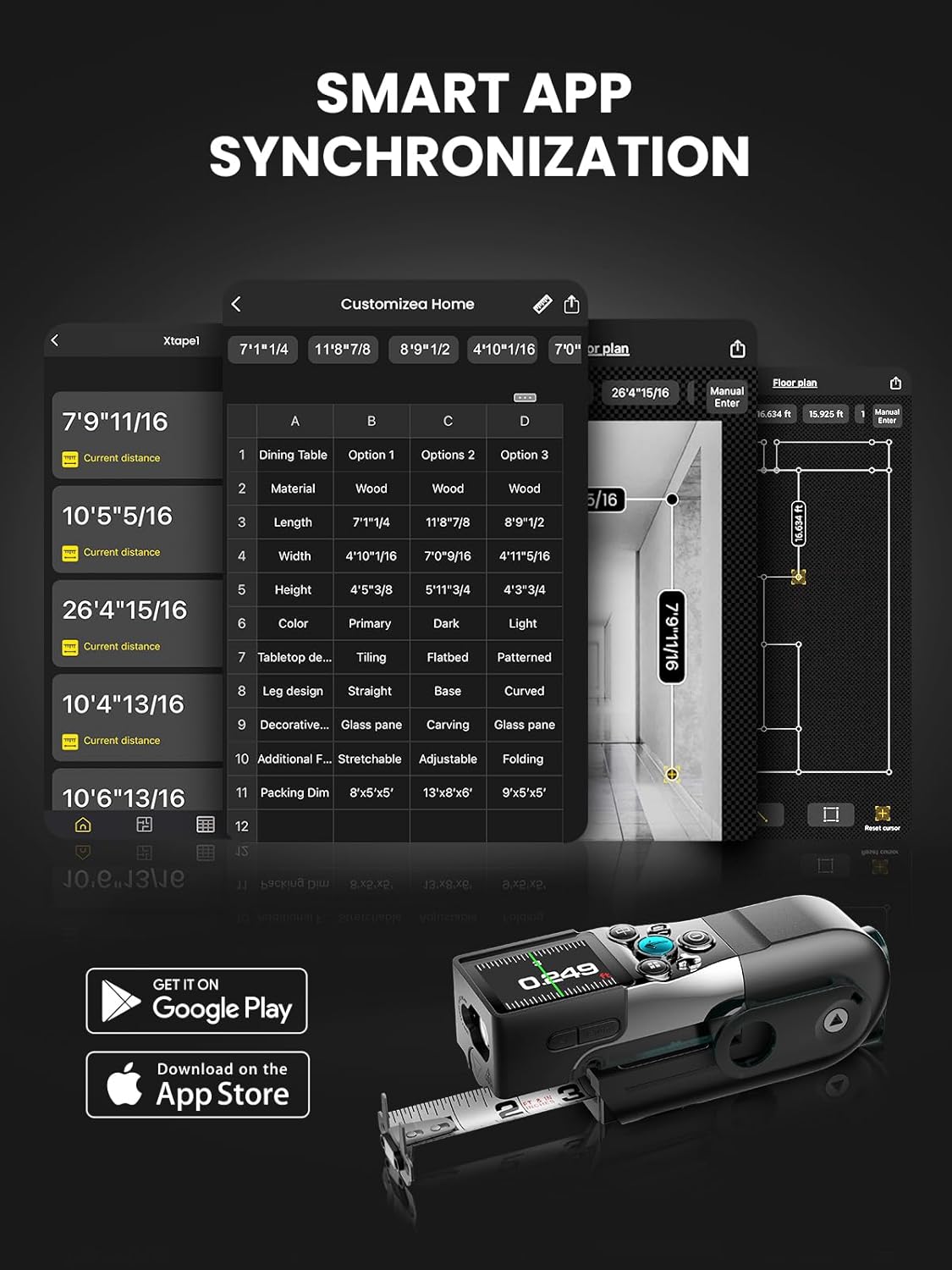 XTAPE1 Digital Tape Measure with Laser